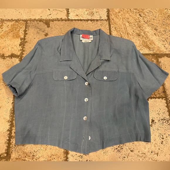 Women’s Vintage Paquette Too! Short sleeve button crop size 16 - Picture 3 of 12